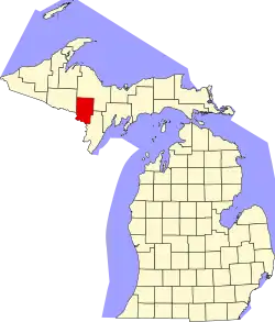 State map highlighting Dickinson County