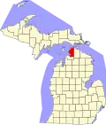 State map highlighting Emmet County