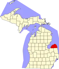 State map highlighting Huron County