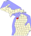 State map highlighting Leelanau County