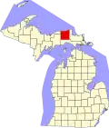 State map highlighting Luce County