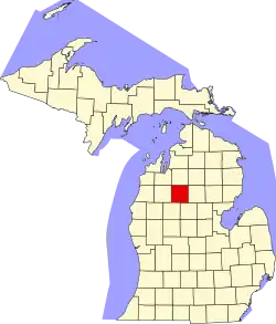 State map highlighting Missaukee County