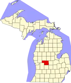 State map highlighting Montcalm County