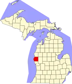 State map highlighting Oceana County