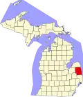 State map highlighting Sanilac County