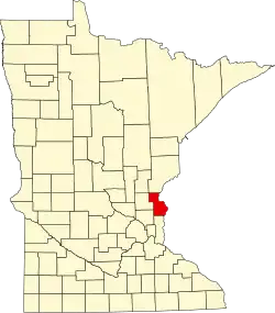 State map highlighting Chisago County