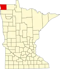 State map highlighting Kittson County