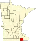 State map highlighting Mower County