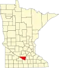 State map highlighting Nicollet County