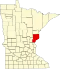 State map highlighting Pine County