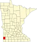 State map highlighting Pipestone County