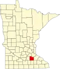 State map highlighting Rice County