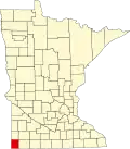 State map highlighting Rock County