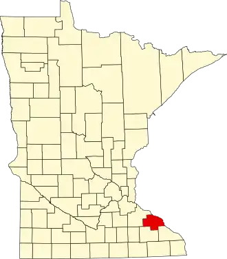 Map of Minnesota highlighting Wabasha County