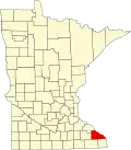 State map highlighting Winona County