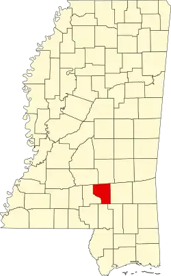 Map of Mississippi highlighting Covington County