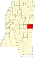 Map of Mississippi highlighting Kemper County