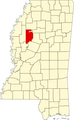 Map of Mississippi highlighting Leflore County