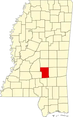 Map of Mississippi highlighting Smith County