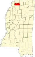 Map of Mississippi highlighting Tate County