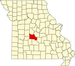 A state map highlighting Camden County in the middle part of the state.