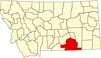 Map of Montana highlighting Big Horn County