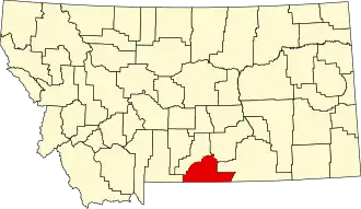 Map of Montana highlighting Carbon County