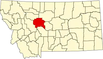 Map of Montana highlighting Cascade County