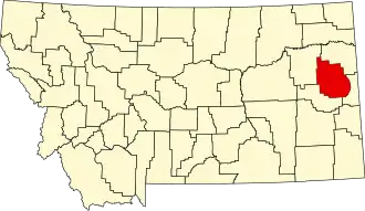 State map highlighting Dawson County