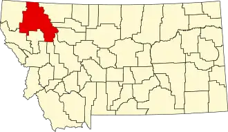 Map of Montana highlighting Flathead County