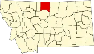 Map of Montana highlighting Hill County
