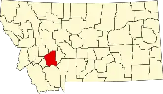 Map of Montana highlighting Jefferson County