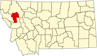 Map of Montana highlighting Lake County