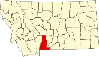 Map of Montana highlighting Park County