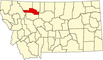 Map of Montana highlighting Pondera County