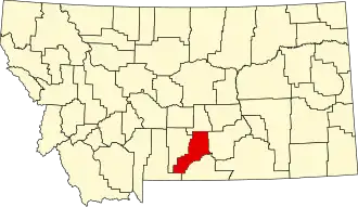 Map of Montana highlighting Stillwater County