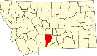 Map of Montana highlighting Sweet Grass County