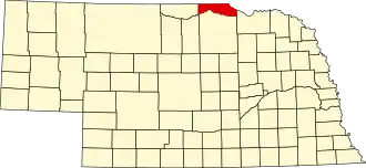 Map of Nebraska highlighting Boyd County