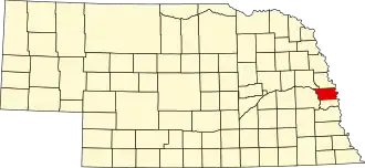 Map of Nebraska highlighting Douglas County