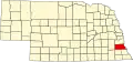 State map highlighting Otoe County