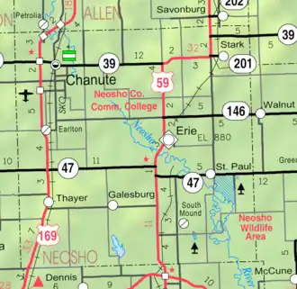 KDOT map of Neosho County (legend)