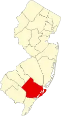 State map highlighting Atlantic County