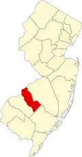 State map highlighting Camden County