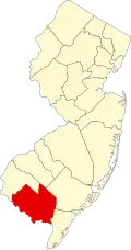 State map highlighting Cumberland County