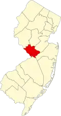 State map highlighting Mercer County