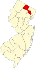 State map highlighting Passaic County