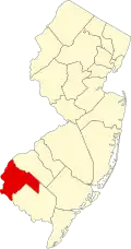 State map highlighting Salem County
