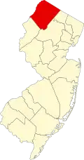 State map highlighting Sussex County
