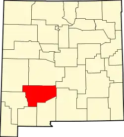 Map of New Mexico highlighting Sierra County
