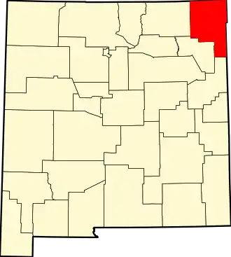 Map of New Mexico highlighting Union County